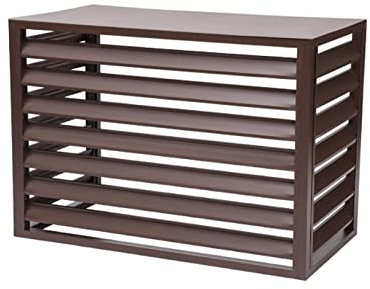 Aluminium-Klimaanlagenzaun-Abdeckung für den Außenbereich, Sichtschutz, Mülltrennung und Blumenregal-Rollläden, freistehend, mit Lamellen, Braun