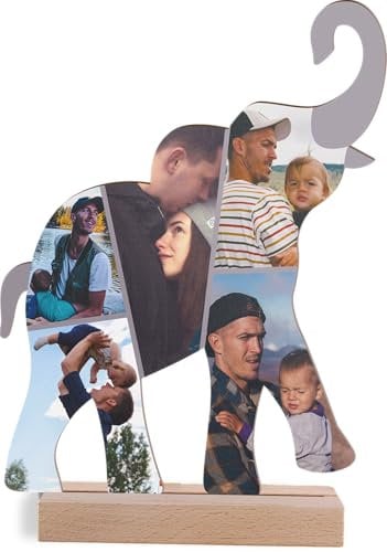 Elefant Geschenk personalisiert - Foto Geschenk Holzbild - Elefant Geschenke, Elefant Geschenk für Männer, Frauen und Kinder, Elefant Geburtstagsgeschenk, Elefant Geschenke zum Geburtstag, Fotomosaik
