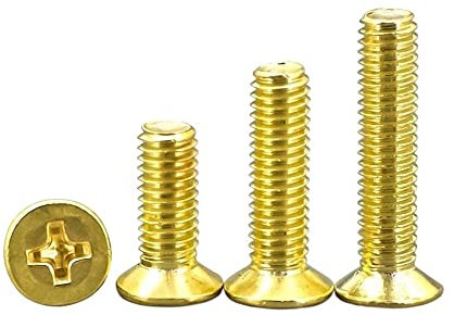 Muarted 10-100 Stück M2 / M2.5 / M3 / M4 Messing Flachkopf Maschinengewinde Kupfer Kreuz Senkkopfschrauben(100Pcs M 3x5mm)