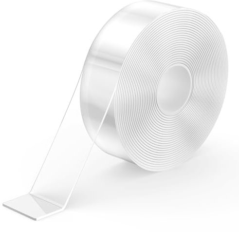 kinkaivy 5M Doppelseitiges Klebeband Extra Stark Transparent, Abnehmbar Spurlos Nano Tape, Double Sided Tape, Klebeband Doppelseitig Ablösbar für Foto Wand, Postern, Teppich, Küche, Zuhause
