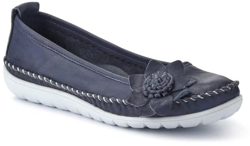 Pavers Lightweight Leather Pumps - Navy Size 6