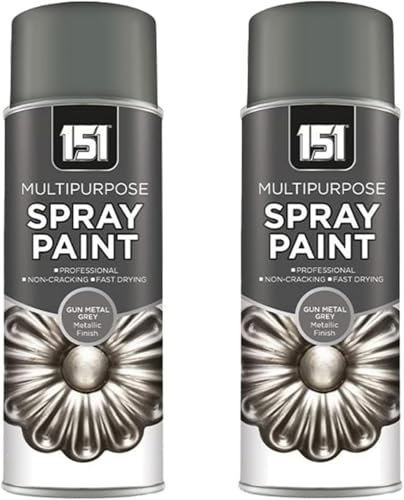 MIXEL G-U-N Metal Grey Spray Paint, Quick-Drying Formula, Perfect for Home Improvement, Automotive, Industrial, DIY Projects, Indoor And Outdoor Use, 400ml, (2 Pcs)