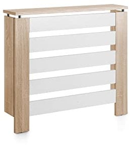 D&J Muebles Kit Cubre radiador, Cubierta para radiador, Moderno, Color Roble/Blanco, Listones, Parrilla, Diseño, ingeniería, Cubreradiador Hércules Roble/Blanco, Cubre radiador de 90x84x20
