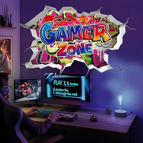 3D Wandtattoo Junge Gamer Controller Videospiel Wandaufkleber für Kinder- und Jugendzimmer
