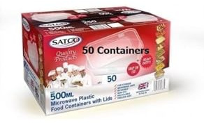 50 x Plastic Containers with Lids 500ml | Durable Microwavable | Heavy Duty | Takeaway | Reusable & Disposable C500 Plastic Food Container with Lids Made in UK