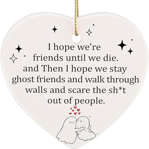 PRSTENLY Best Friend Birthday Gifts, Friendship Gifts for Women Bestie | Thank You Card for Women Wedding Anniversary Graduation Retirement Gifts, Ceramic Hanging Ornament