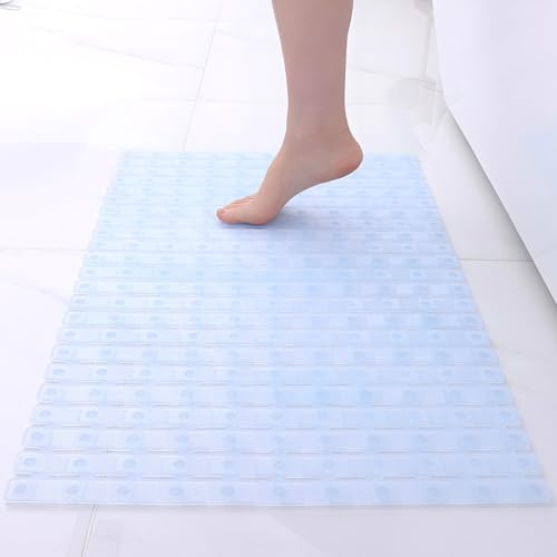 easyBee Duschmatte Hautsensitiv 70x40 cm, Badewannenmatte Kinder Antirutschmatte Dusche BPA frei Latexfrei Duschmatte rutschfest Schimmelresistent Maschinenwaschbar Duscheinlage rutschfest (Klar)