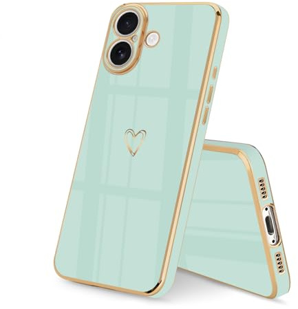 HopMore Handyhülle für iPhone 17 Hülle Silikon mit Herz Muster, Stoßfeste Schutzhülle Weich TPU Cover Ultra Dünne Case für iPhone 17, Minzgrün