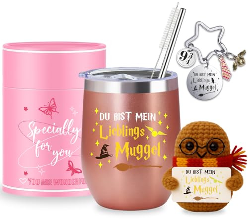 Farbeele Geschenk für Frauen, Thermobecher 350ml Geschenk Geburtstagsgeschenk für Weihnachten, Frauen, Freundin, Muggel Fan Geschenkidee, Geburtstag, Positive Kartoffel