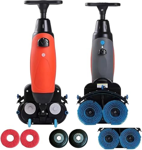 GEHPYYDS Laveuse et autolaveuse de sols Commerciale, Largeur de Nettoyage de 43 cm (17 Pouces), Couverture de 1200 m²/h (13 000 pi²/h), Nettoyage en Profondeur à 240 TR/Min Grey