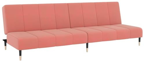 Canapé-lit, Canapé Convertible 2 Places Fauteuil Sofa Salon Rose Velours 200 x 84,5 x 69 cm