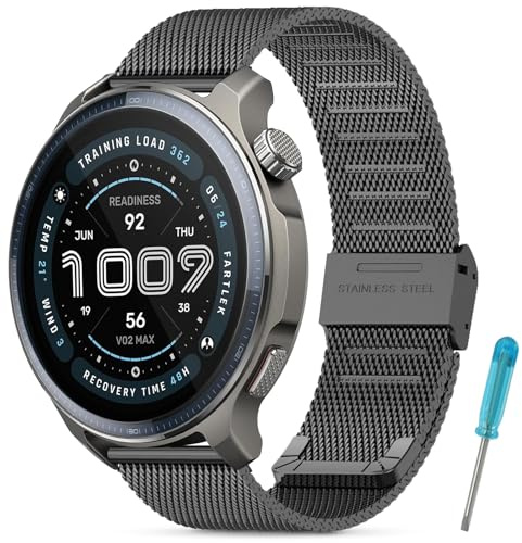 CHULN 22mm Cinturino Compatibile con Amazfit Balance/Balance 2/Active Max/Bip 6/Bip 5/Cheetah/Cheetah Pro, Ajustable Metallo Cinturino in Acciaio Inossidabile per Smartwatch.(No host)