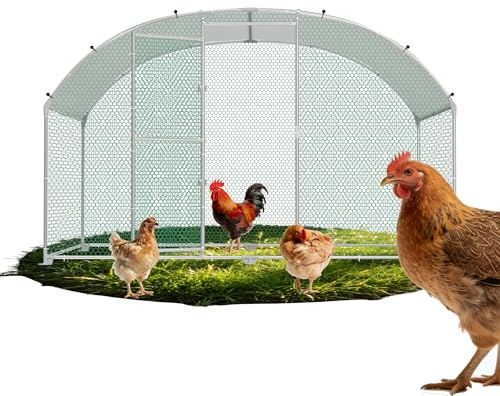 QEENTOE Bogendach Hühnerhaus 3x2x2m verzinkter Stahl mit PE Schutzdach | Verzinkter Stahlrahmen mit Rostschutz, stabiler Aufbau für ganzjährigen Außeneinsatz