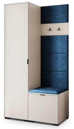 Masseno Flugarderoben Set Lori, Kleiderschrank-Set mit Sitzbank, Garderobenschrank Flur mit 3 Regalböden, Kaschmir