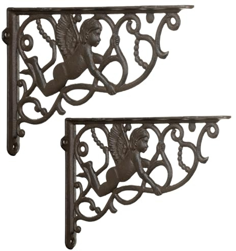 Moritz Regalträger Wandhalter Paar Winkel Regalhalter Engel Putte Gusseisen CI-22-BR