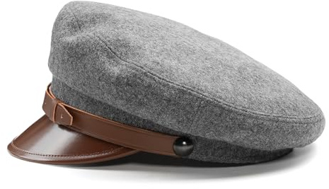 Sterkowski Maciejowka Model 1 Mütze | Wolle Schirmmütze für Herren und Frauen | Elegant Breton Mütze mit Lackierten Schirm