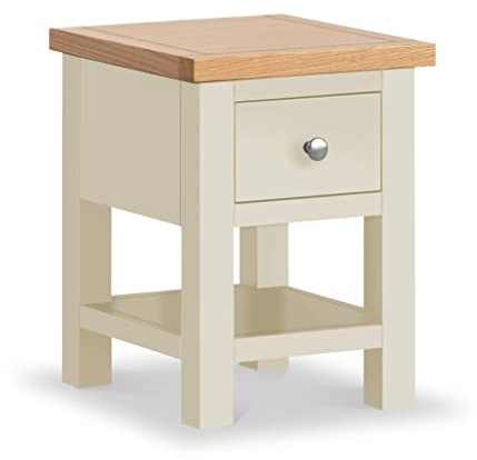 RoselandFurniture Farro Cream Sofa Side Lamp Table for Living Room | Fully Assembled, Small End Accent Piece, Painted Solid Wood Finish, Traditional Country Style, H47cm W36cm D40cm