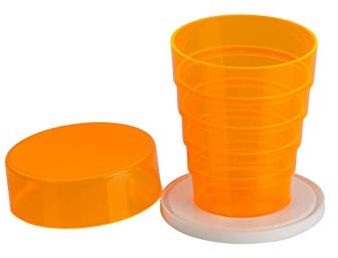 Kimmel Gobelet pliant avec miroir pour pique-nique, voyage, ménage, gobelet pliable pour brossage des dents, extérieur, randonnée, camping, couleur orange transparent