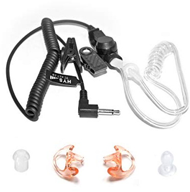 HYS 3,5 mm Hören Only Ohrhörer Headset (strapazierfähig, Militär, Sicherheit) Akustikschlauch Ohrstück mit einem Paar mittleren Ohrmuscheln und einem Pilz-/Brustwarzenohrhörer