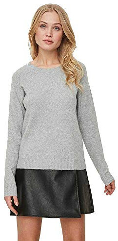 VERO MODA Damen VMDOFFY LS O-Neck Blouse GA NOOS Pullover, Light Grey Melange, XXL