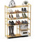 Lesfit Schuhregal Bambus Rahmen Schuhablage, 6 Ablage Schmal MDF Holz Standregal, Multifunktion DIY Holzregal 80x26x102cm