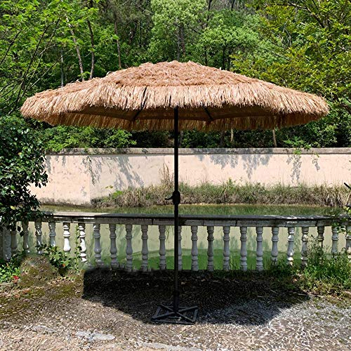 HRXQ Sombrilla De Paja Parasol Sombrilla Playa para Balcón Terraza Jardín Diámetro Pantalla 270 Cm Protección Solar Mástil De Hierro con Manivela