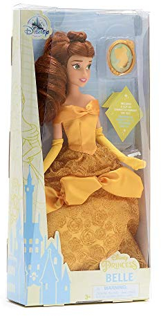 Disney Beauty & The Beast Belle Gold Dress 28cm Classic Doll Figure & Pendant