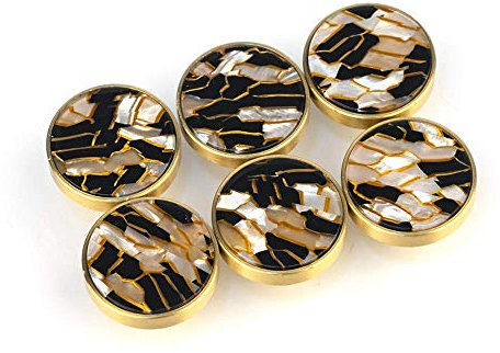 EVERGD 27mm Pure Copper Handle Shell Brass Gold Wardrobe Kitchen Cabinet Door Knobs Drawer Cupboard Hardware Pull Handle Clothes Coat Hook Modern Simple (6, Amber&Black)