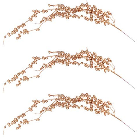 VALICLUD 3 Pezzi Rami di Bacche Artificiali Bacche di Natale Oro Bacche di Agrifoglio di Natale Decorazioni per L'Albero di Natale Ornamenti per Bouquet da Festa Decorazioni per Ghirlande