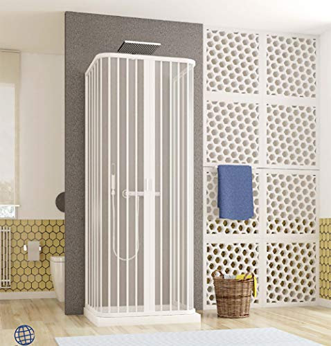 Cabine de douche 3 côtés à soufflet 70 x 170 x 70 cm réductible sur mesure, en acrylique PVC.