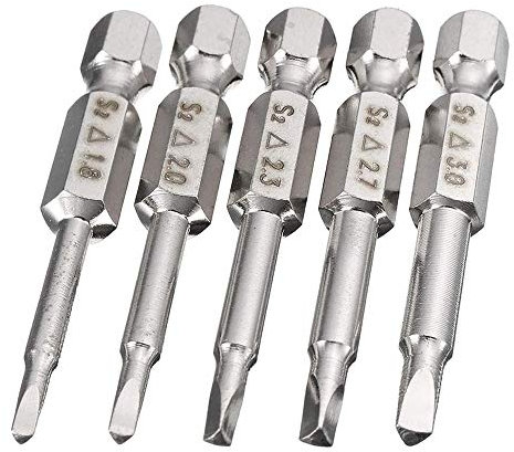 Mesee Set di 5 Punte per Cacciavite a Testa Triangolare da 50mm Punte Cacciaviti Triangolari Magnetiche con 6,35mm Gambo Esagonale in Acciaio S2 Punte Cacciavite Triangolare 1,8/2,0/2,3/2,7/3,0mm