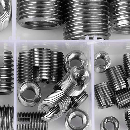 50Pcs Stainless Steel Inner Thread Self Tapping Thread Inserts Set, Reinforce Repair Tool with Storage Case, M3/M4/M5/M6/M8/M10