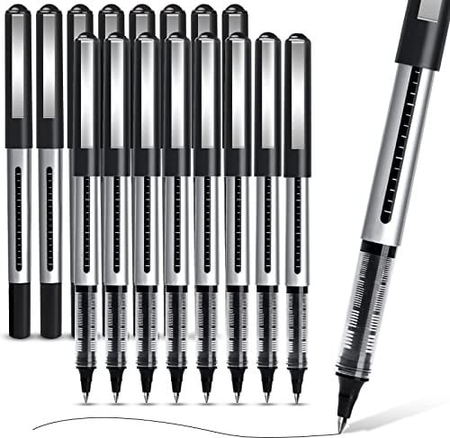 APOGO Rollerball Black Gel Pens 16-Pack, 0.5mm Quick-Drying for Note Taking, Sketch, Bullet Journal - School & Office Supplies