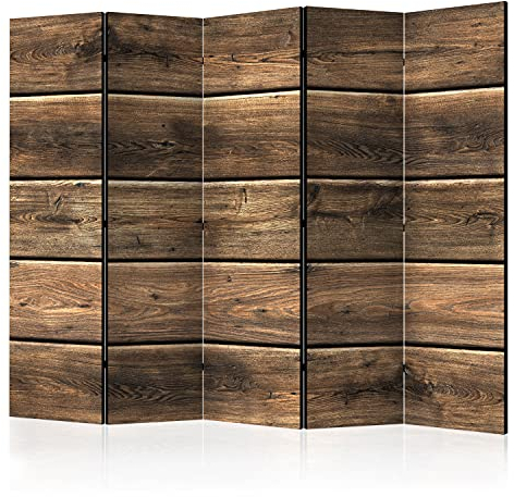 murando - Paravent Raumteiler Innen Holz 225x172 cm 5-teilig Einseitig Raumtrenner Trennwand Holz Room Divider Mobiler Sichtschutz Spanische Wand Raum Abtrennung Holzoptik Wood Bretter f-A-0449-z-c