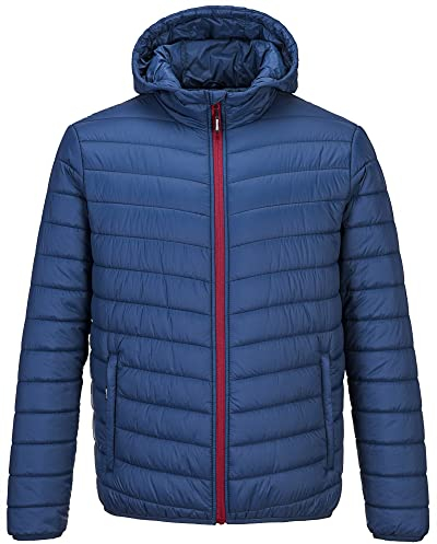 Outdoor Ventures Leichte Steppjacke Herren Übergangsjacke Packbare Puffer Jacke Winterjacke für Männer Zum Ski Wandern Reisen Navy Blau L