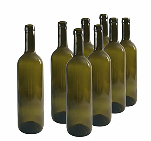 DIAH DO IT AT HOME - Glass Wine Bottles 0.75L (750 ml) for Homebrew Wine Making (8 x Olive Wine Bottles)