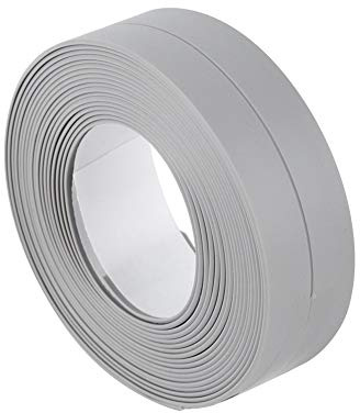 BORDSTRACT Selbstklebende Dichtband 3.2m Grau,22 mm x 3.2 m | Wasserdicht und schimmelresistent, für Spüle, Bad, Küche, Waschbecken und Badewanne. Selbstklebend, einfach anzubringen.