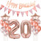 Deko 20. Geburtstag Rosegold - Luftballons, Girlande, Banner für Frauen - Dekoration Set