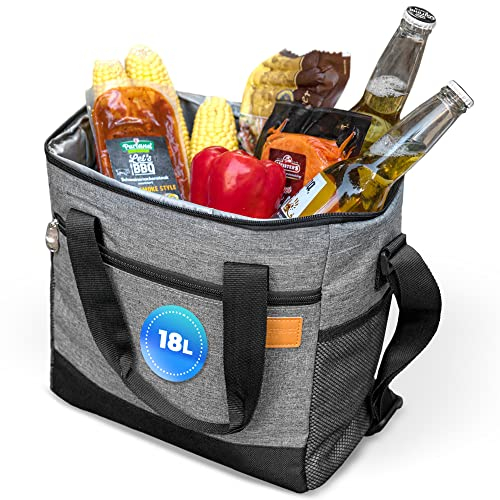District North Cool Fellow - Borsa termica da 18 l, piccola e pieghevole, verticale, perfetta per bottiglie, borsa termica da picnic (18 litri, grigio)