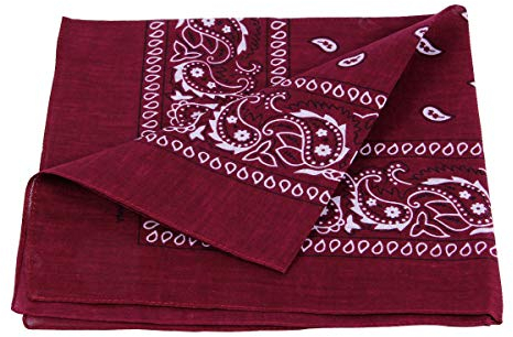 Alsino Bandana Stirnband Rockabilly Durag-Muster Herren-Stirnband - 53 cm x 53 cm 100% Baumwolle, Farbe wählen:Paisley bordeaux