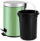TIENDA EURASIA - Papelera de Baño con Pedal, Papelera Oficina con Cubo Extraible, Papelera Escritorio Fabricada en Acero Inoxidable, Papelera de 3l, Cubo de Basura de ø17 x 25 cm (Verde)