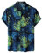 PARKLEES Chemise hawaïenne en coton et lin pour homme - Motif floral funky - Chemise de plage décontractée à manches courtes boutonnée, Bleu/jaune, XXL