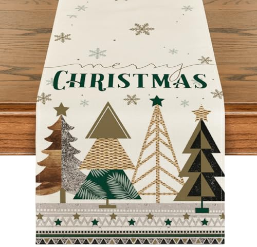 Artoid Mode Merry Christmas weihnachtsbäume Weihnachten Tischläufer, Winter Küche Tisch Dekoration Drinnen Urlaub Party Dekor 40x140 cm