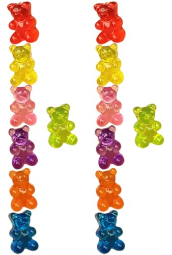 CHILDWEET 7 Paare Bär Ohrringe - Süße Kleine Ohrstecker Rosa Gummibärchen Für Frauen Schmuck - Südkorea Mädchen Empfindlich Plastik