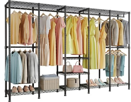 Higeego H5 Heavy Duty Clothes Rack, Black Clothing Rack for Hanging Clothes