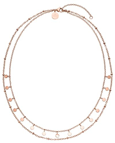 Purelei® Plain Kette – Doppelreihige Halskette mit Kügelchen & Coin-Anhängern – Verstellbar 40–50 cm – Edelstahl in Hellgold, Gold, Silber oder Roségold (Rosegold)