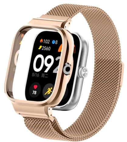 SeNool Cinturino Compatibile con Xiaomi Redmi Watch 4, [Resistente Corrosione] [Impermeabile] Braccialetto Acciaio Inossidabile Magnetico Metallo per Xiaomi Redmi Watch 4 - Oro Rosa