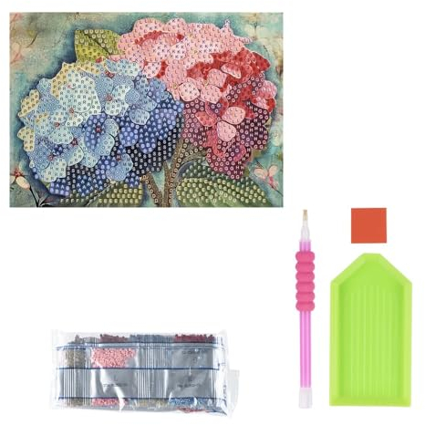 Ideen mit Herz Diamond-Painting-Grußkarte | Din B6 (11,5 x 16,5 cm) | 370 g/m² | inkl. Umschlag & Werkzeug (Hortensien)