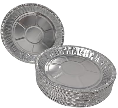 12 x Aluminium Foil 10 25cm Round Pie Flan Tart Plates Trays BBQ Oven Airfryer 248x25mm