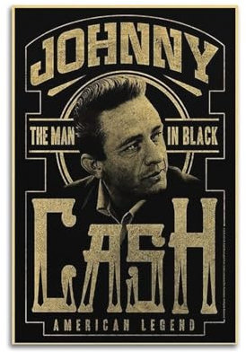 Zamgg Johnny Cash Poster, Wandkunst, Dekor, Leinwandposter und Drucke für Zimmer, ästhetisch, 40 x 60 cm, ungerahmter Stil